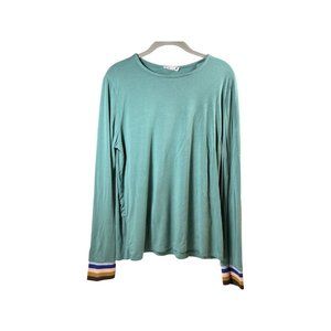 Long Sleeve Green/Blue Retro Cuff Shirt Mindy Mae’s Market SZ L